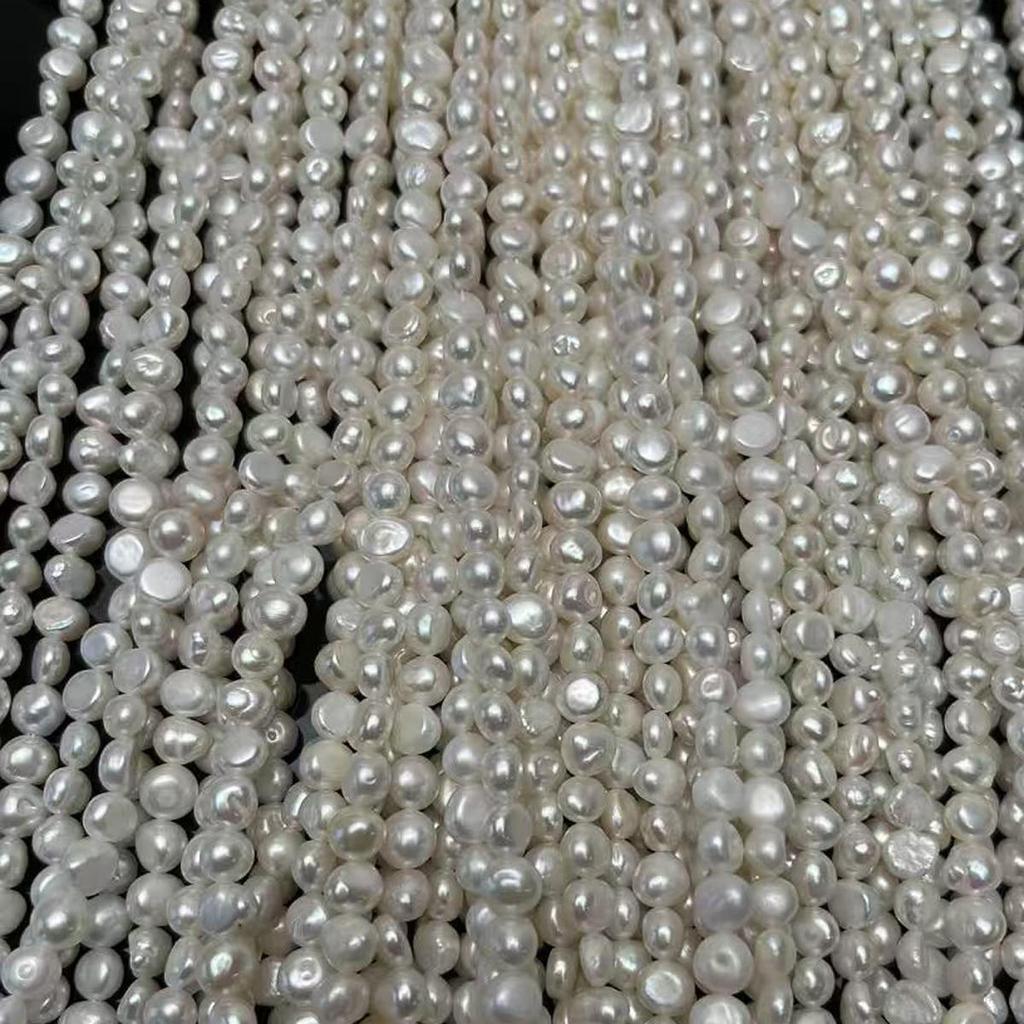 1String, White Natural Freshwater Pearls, 5-6mm, Boho Handmade Nugget Pearl Beads for Jewelry Making DIY Necklace Accessories, Crafts Gifts 36cm