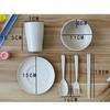 6Pcs/set Wheat Straw Baby Tableware Children Food Dishes Bowl Feeding Infant Learning Dinnerware Spo