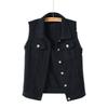 Women's Pink Frayed Denim Vest - Multicolor, Slim Fit, Sleeveless, Ripped Design for Spring/Summer