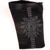 Men's Side Gradient Rhinestone Denim Shorts, Vintage Hip Hop Street Loose Drawstring Knee Length Shorts
