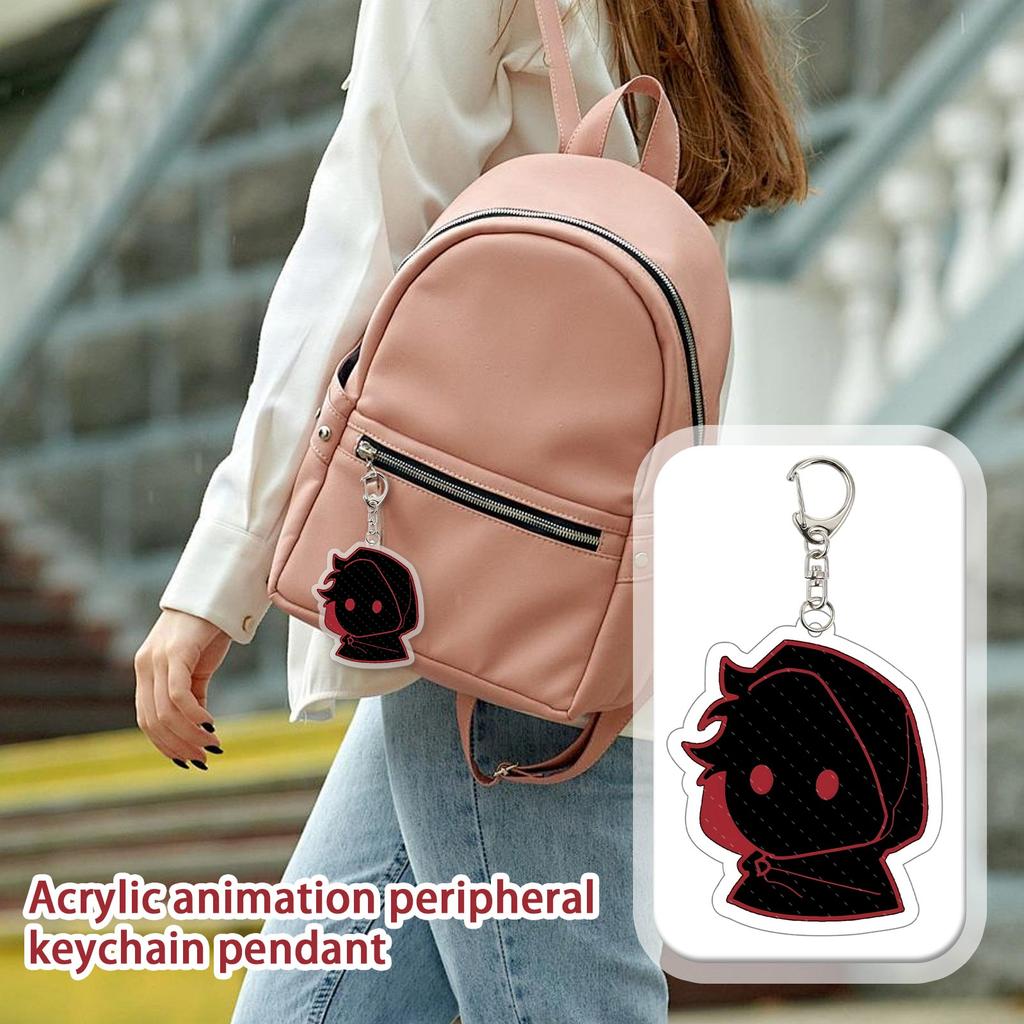 Acrylic Keychain with Character Silhouette Design Durable Material Metal Clasp Suitable for Bag Decoration and Key Holder Accessories