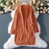 Autumn Winter Women's 2025 Solid Color Casual Loose Knitted Cardigan Jacket Thick Needle Long Sweater