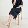 New Arrivals Open Run Women Color Neck Lace Decoration Color Matching Dress