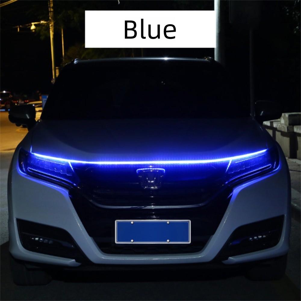

Waterproof Dynamic Meteor Car Hood Lights Strip Flexible Cuttable LED Strips Auto Hood Decorative Lights Bar Universal 12V 120cm синій