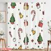 2pcs,2D Plane Printing Light Filtering Curtains Christmas Bells Candy Cane Tree Gift Durable Polyester (without Rod) Holiday for