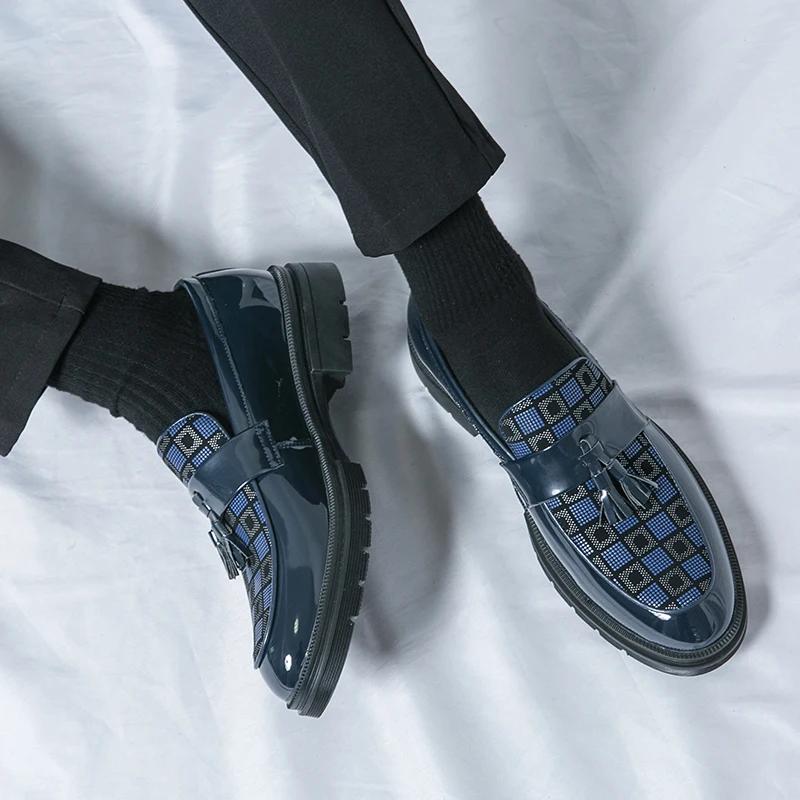 Fashion British Style Men's Shoes Luxury Brand Slip On Casual Shoes Tassels Design Leather Formal Shoes Wedding Loafers Mocassins Hombre