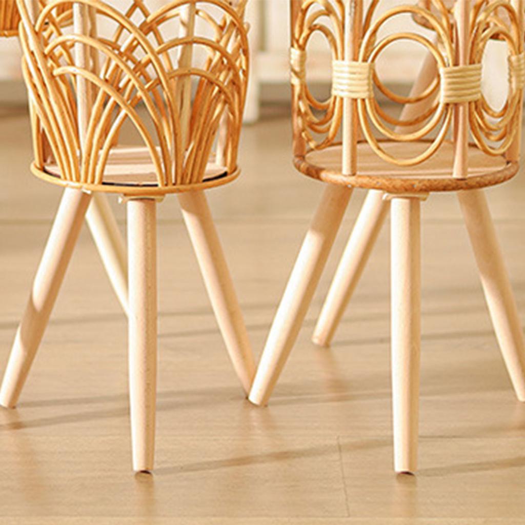 Suporte de Vaso de Flores de Rattan para Interior Tecido em Palha Banco com Pernas Cestos Rack para Plantador de Chão Prateleira de Madeira para Plantas