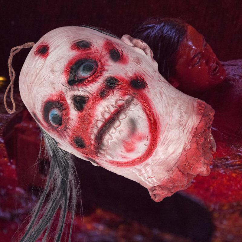 Severed Face Halloween Prop Bloody Face Latex Decoration Scary Realistic Party Props Festive Odorless Cut Face Corpse Face Prop