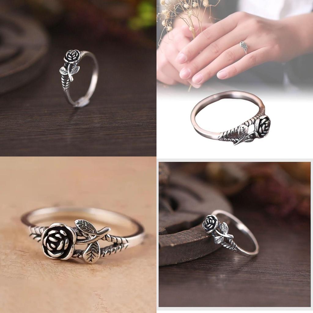 Chic Retro Gold And Silver Rose Rings Exquisite Floral Design For Women Alloy Material