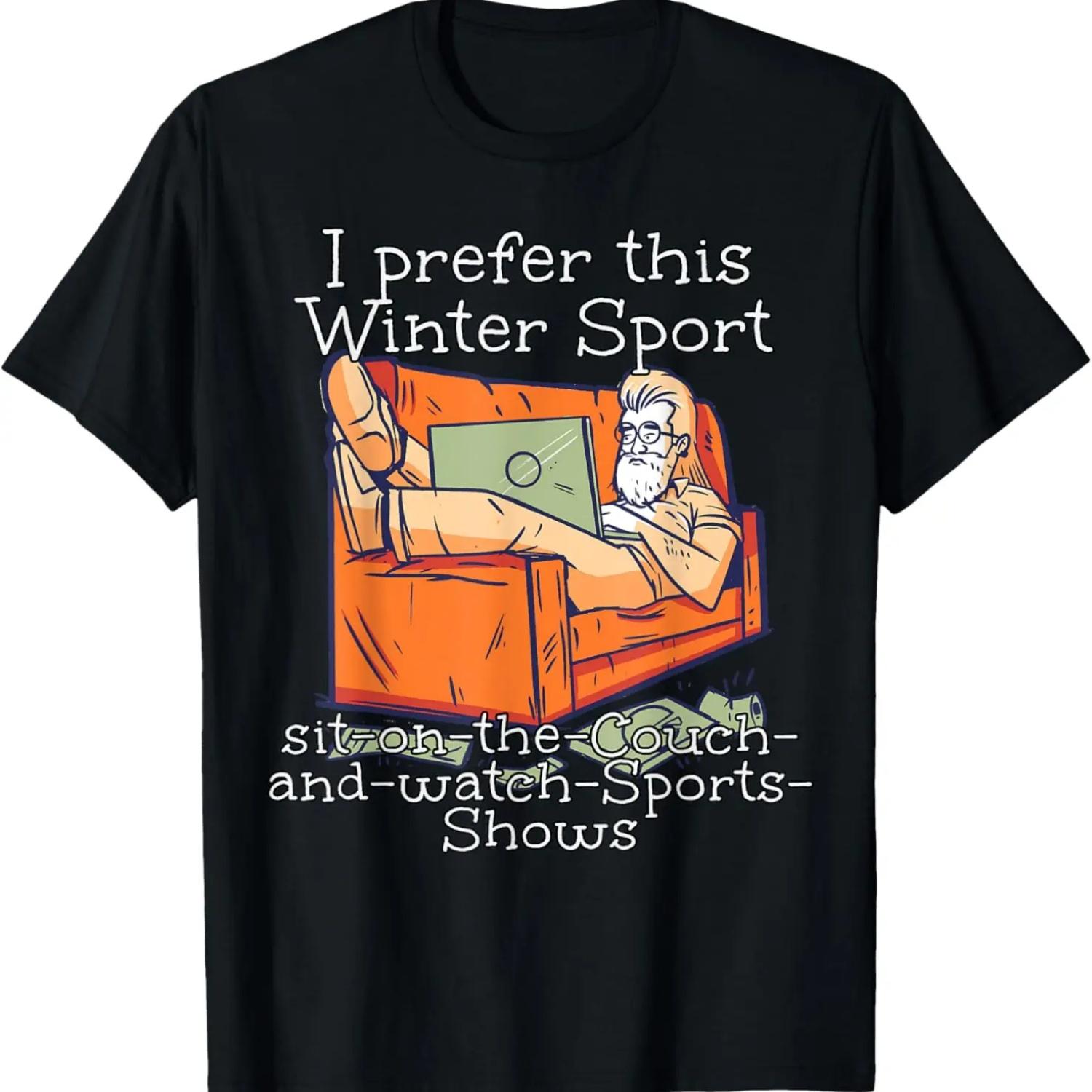 

Funny Sports Shows on Couch Costume for Winter Sport T-Shirt S чёрный