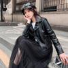 2025 Women's Slim Fit PU Leather Jacket - Short, Plus Size, Korean Style, Trendy Outerwear for Spring & Autumn