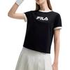 FILA Original Color Block Letter Sports Crew Neck Pullover Breathable Short Sleeve T-Shirt Women T-Shirts Black F11W429113FBK