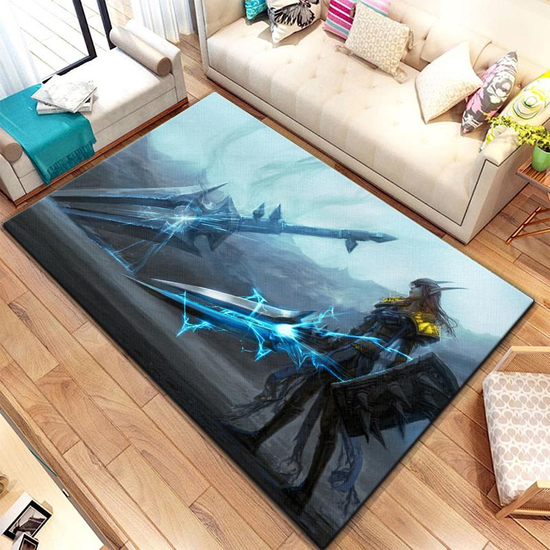Spiel World of Warcraft Teppich für Wohnzimmerteppiche Camping Stranger Things Picknickmatte Rutschfester E-Sport-Teppich Yogamatte Fans Geschenk