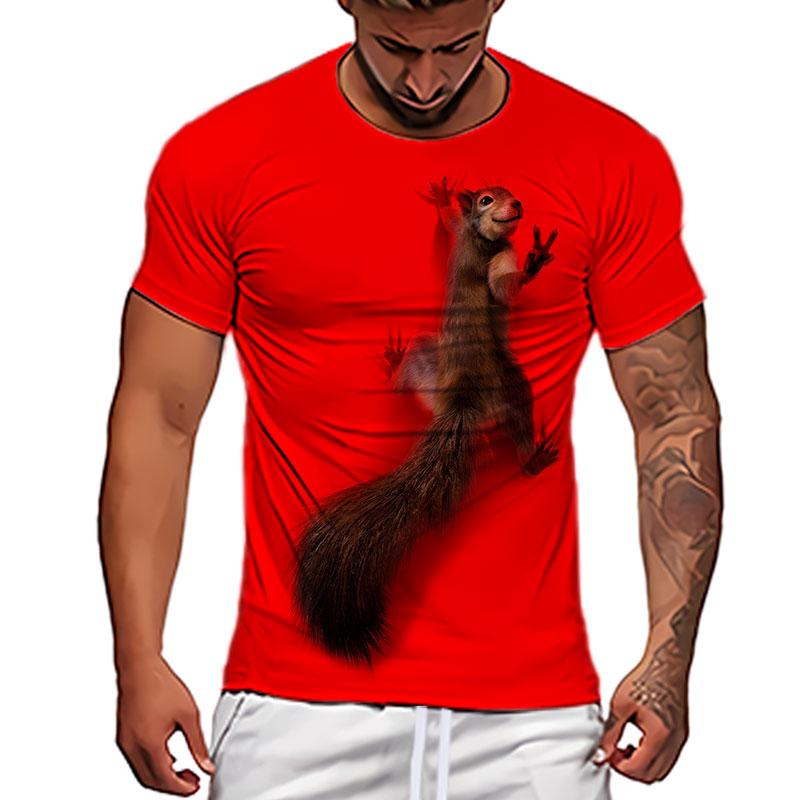 New T-shirt Men's Squirrel Pattern 3D Printed Summer Short Sleeve Daily Loose Novel Versatile Casual Fashion Humorous Funny