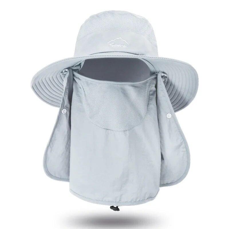 

UV Protection Fisherman Cap Face Neck Cover Outdoor Fishing Cycling Removable Men Visor Hat Women Quick Drying Bucket Hat One Size серый