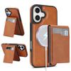 Case for iPhone 16 - Leather/PU, Brown, With Stand