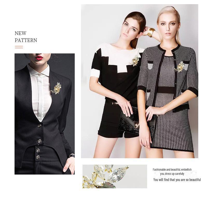 Elegant Pearl & Zircon Rose Brooch Corsage