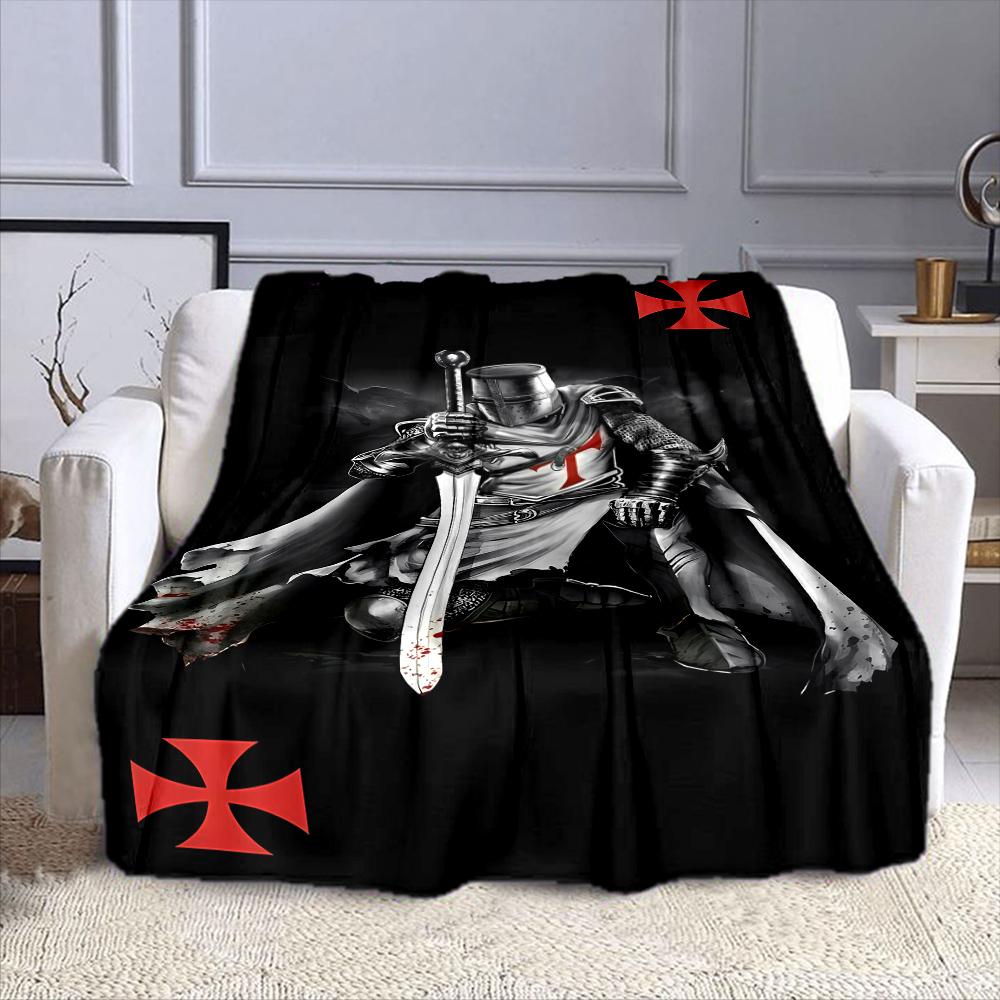 "Knight Templar with Sword Design" Patterned Flannel Blanket Perfect for the Bedroom Living Room, Sofa, or a Little Nap