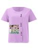 Damenmode Buchstabenmuster Druck Rundhals Kurzarm T-Shirt Lässig Baumwolle Leinen Grafikshirt Freizeit Locker Sommer Bluse Tops