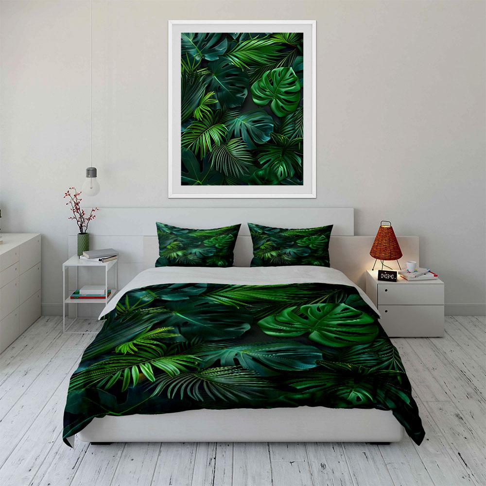 Lush Green Tropical Leaves Print Soft Comfortable Duvet Cover Bedding Set Included 1*Duvet Cover 2*Pillowcases Luxury gifts