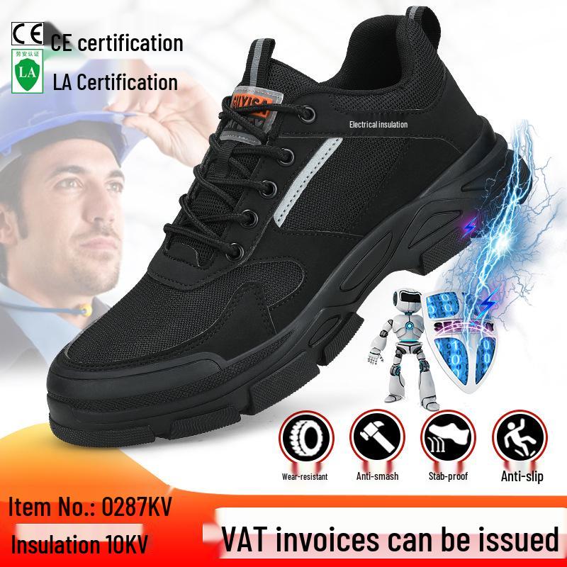 Men's 10KV Breathable Insulated Safety Shoes: Lightweight, Anti-Smash, Anti-Puncture, Comfortable Electrician Footwear.