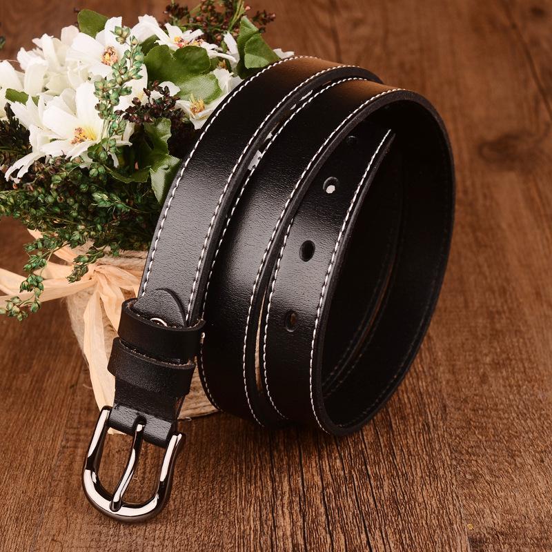 Women'S Belt Pin Buckle Women'S Genuine Leather Retro Pure Cowhide Belt Jeans Thin