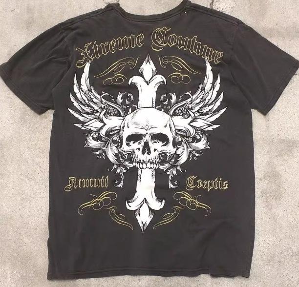 Cross-border new gothic unisex T-shirt top, short-sleeve T-shirt, Y2K trendy brand skull top, short-sleeve