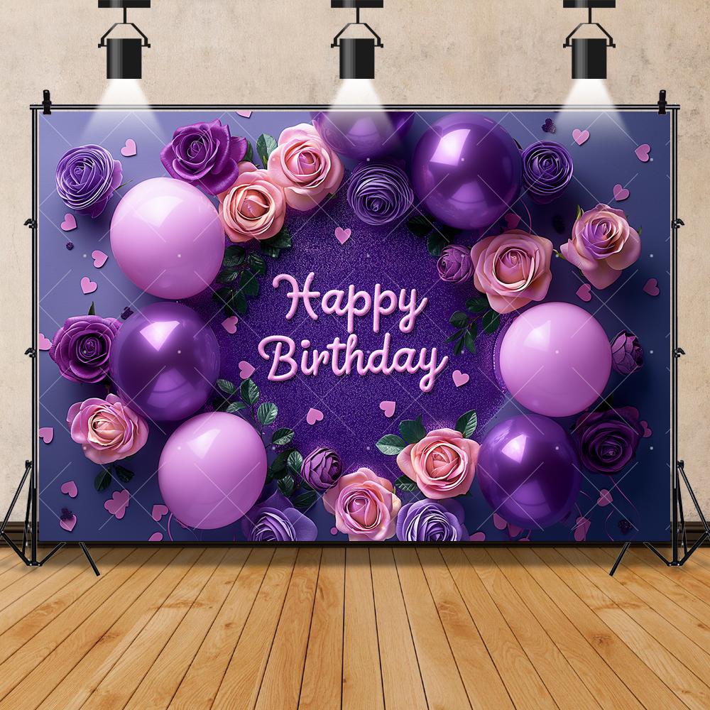 Purple Balloon Butterfly Backdrop Birthday Girls Princess Flower Newborn Babys Shower Party Photography Background Studio Custom
