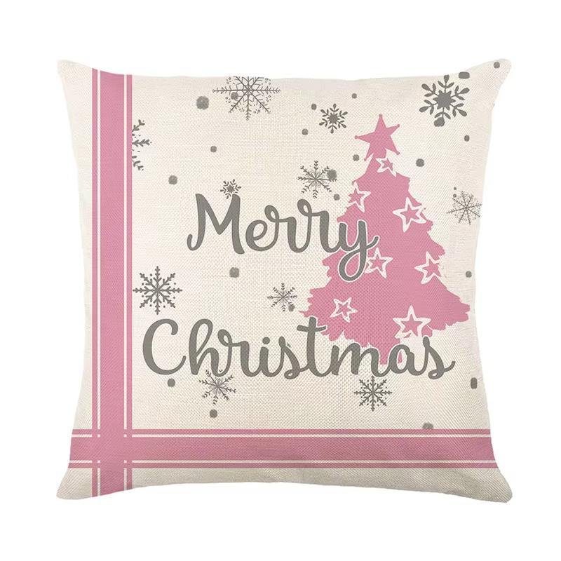

Pink Christmas Cushion Cover, 2025 Festive Small Gift for Friends Xmas Present and New Year Decor 18x18Inch