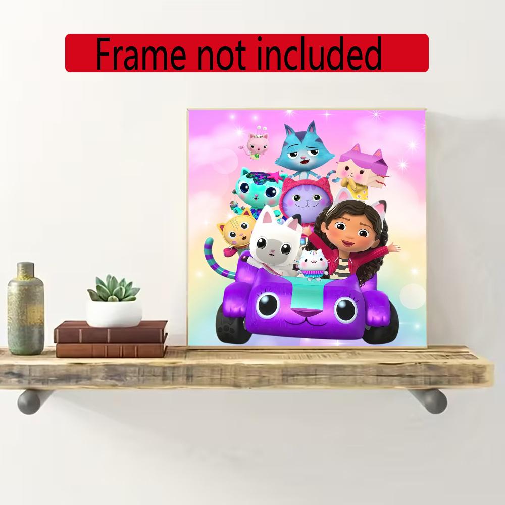 Cartoon Cute Gabbys 5D Round Diamond Painting Kit Diamond Embroidery Painting Rhinestones Mosaic Frameless Handwork Decoration Arts