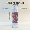1PC Faint city map line sketch print 750ml colorful plastic sports water bottle leakproof pop up lid with straw for outdoor work home use