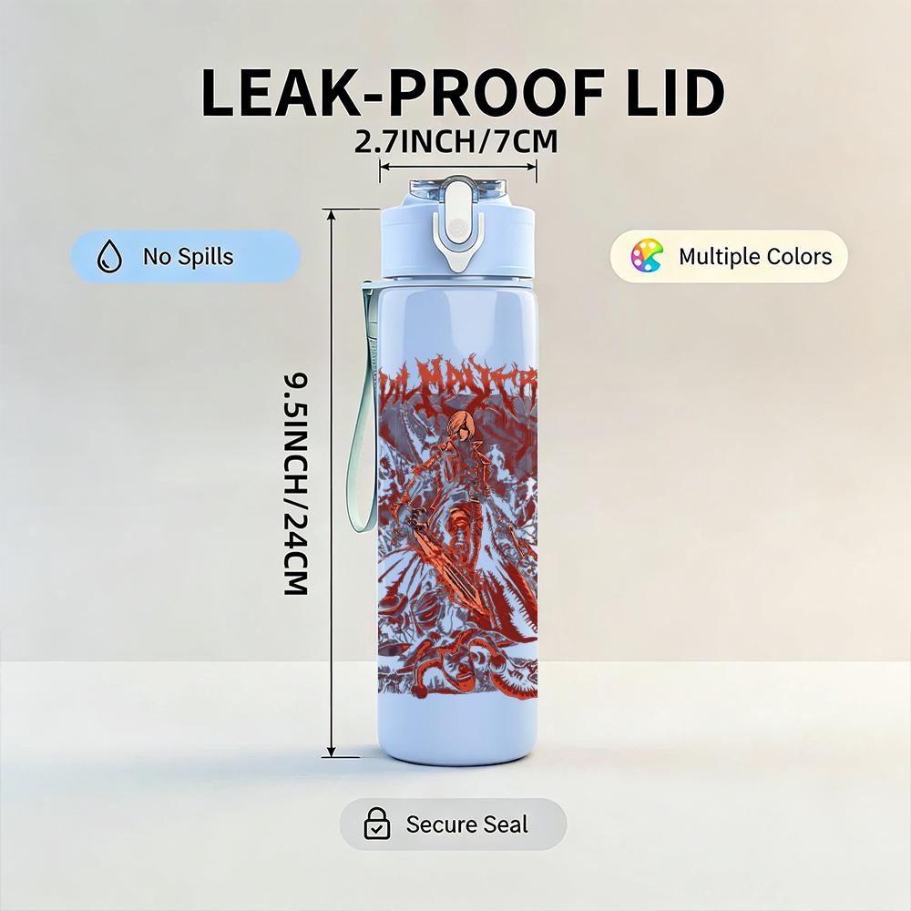 1PC Faint city map line sketch print 750ml colorful plastic sports water bottle leakproof pop up lid with straw for outdoor work home use