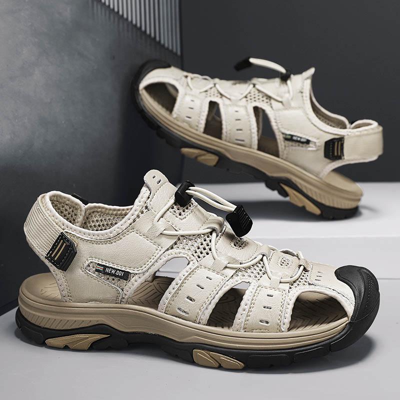 Summer Men Sandals SplitLeather Mens Casual Shoes Outdoor Men Leather Sandals for Men Beach Shoes Roman Shoes Plus Size 38-46