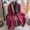 Women'S Warm Faux Cashmere Shawl Autumn Winter Floral Jacquard Scarf Wrap Functional Neck Protection Blanket Style