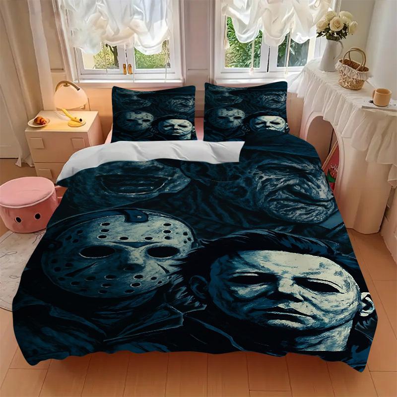 3pcs Horror Movie Monsters Duvet Cover Set - Machine Washable, Includes 1 Duvet Cover and 2 Pillowcases, No Core Included yy251022198