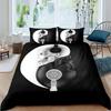 Black and White Yin Yang Duvet Cover Chinese Style Gossip Koi Couple Fish Mysterious Art Theme for Boy Girls Adult Bedroom Decor