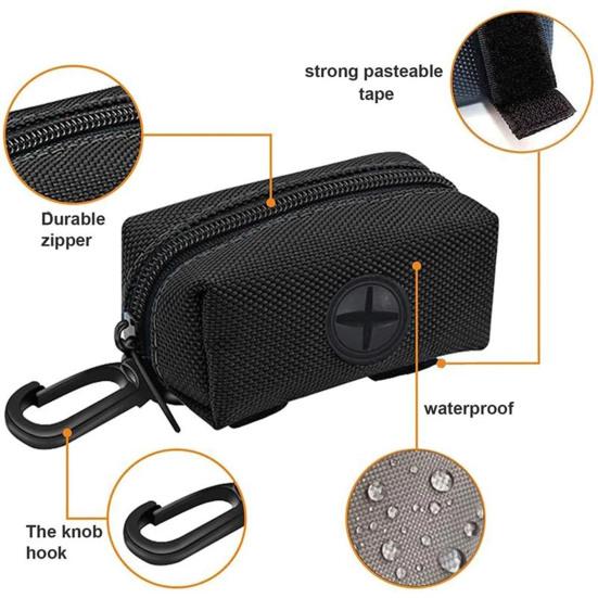 Waste Bag Dispenser Zipper Closure Compact Size Waterproof Large Capacity Hook Design