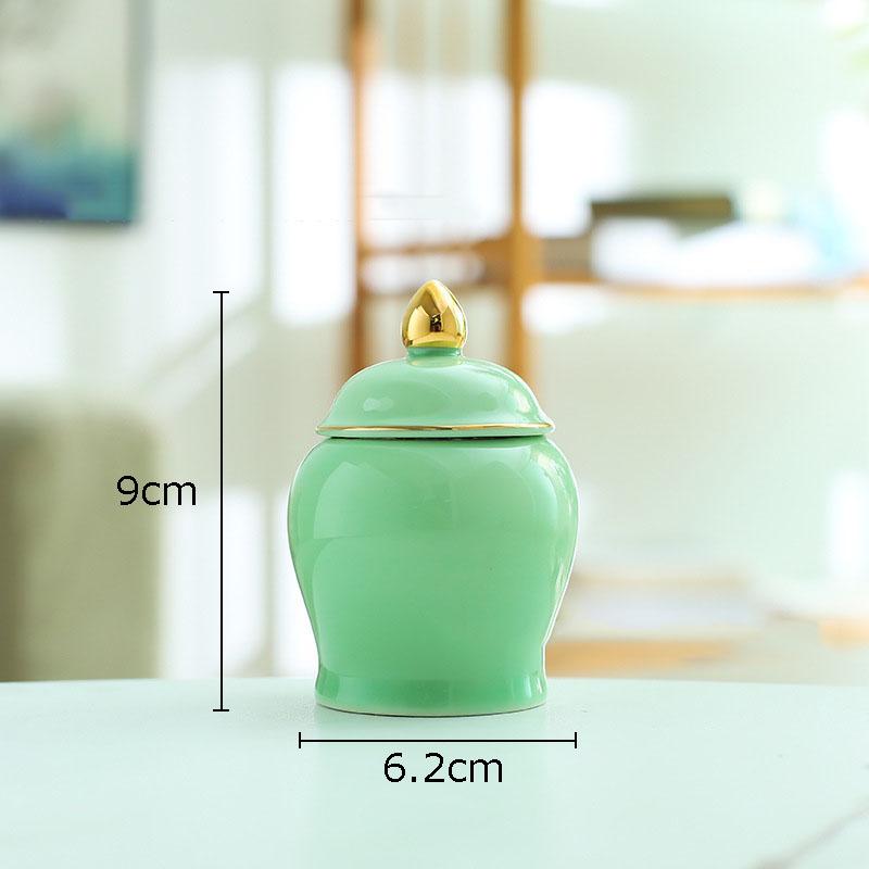 Gold Plated Tea Canister Sealed Ceramic General Jar Storage Jar with Lid Porcelain Desk Decoration Tea Cans Candy Pots Tea Caddy