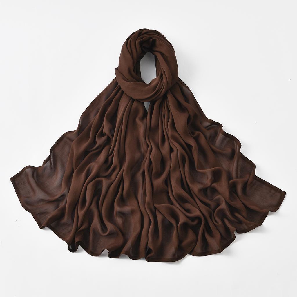 170*70cm Soft Cotton Modal Headscarf Muslim Rayon Hijabs for Women Solid Double Stitching Wide Edge Thin Plain Viscose Shawls