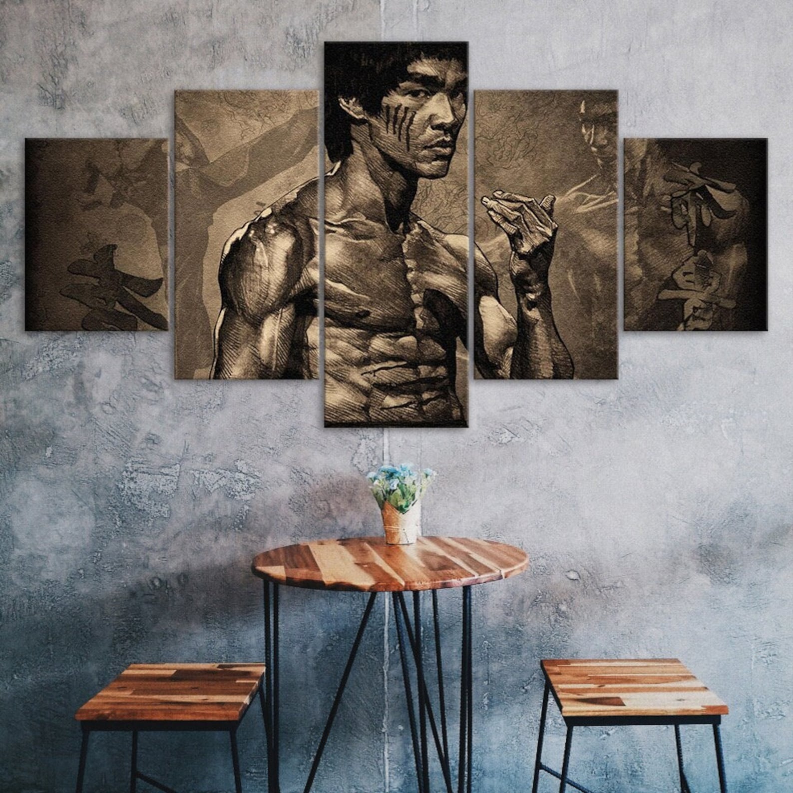 

Kung Fu Master Legend Martial Arts Fight Canvas 5 Piece Five Panel Wall Print Modern Art Poster Home Decor Gift For Him Her 20X35 20X45 20X55CM