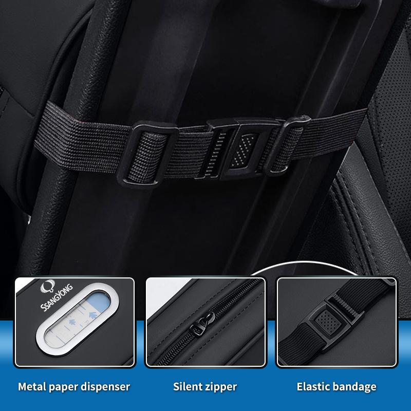 Car Tissue Box PU Leather Napkin Storage Box Armrest Tissue Box Car Accessories For SsangYong Actyon Korando Rexton Kyron Rodius