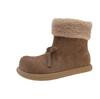 Soft Leather Version~ Fur Integrated Fleece Warm Wool Cotton Boots Women's Retro Wind Short Boots Bow Non-slip Snow Boots