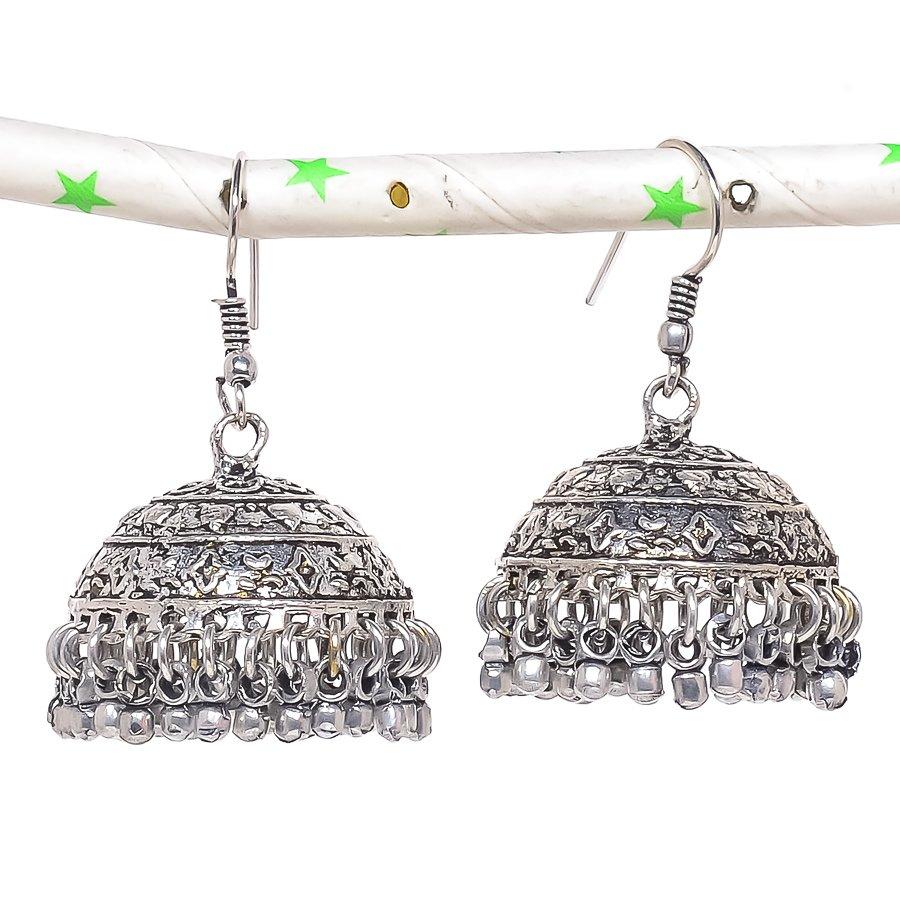 

Серебряные серьги в индийском стиле Jhumki с драгоценным камнем в стиле племени Бали 1,69 дюйма S9w70