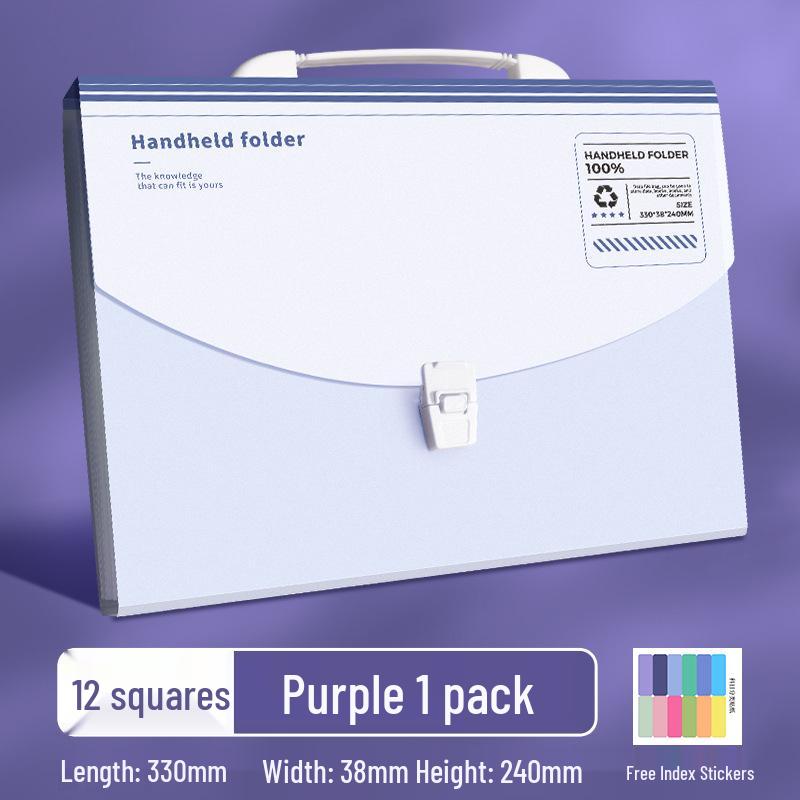 A4 Handheld Accordion Multi-Layer Folder: Large Capacity Document and Test Paper Storage Bag.
