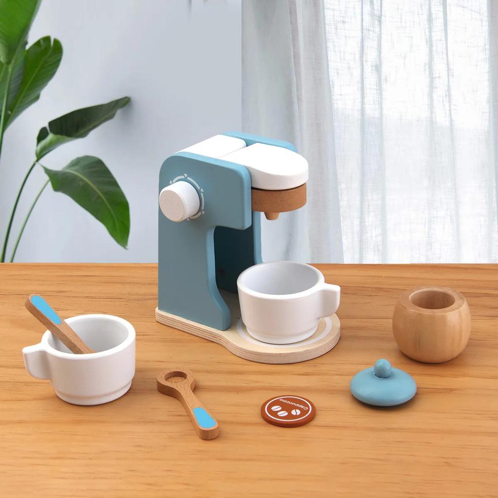 Wooden Kitchen Playset: Coffee Maker, Toaster & Mixer, Montessori Life Skills Toy for Toddlers' Creativity Development