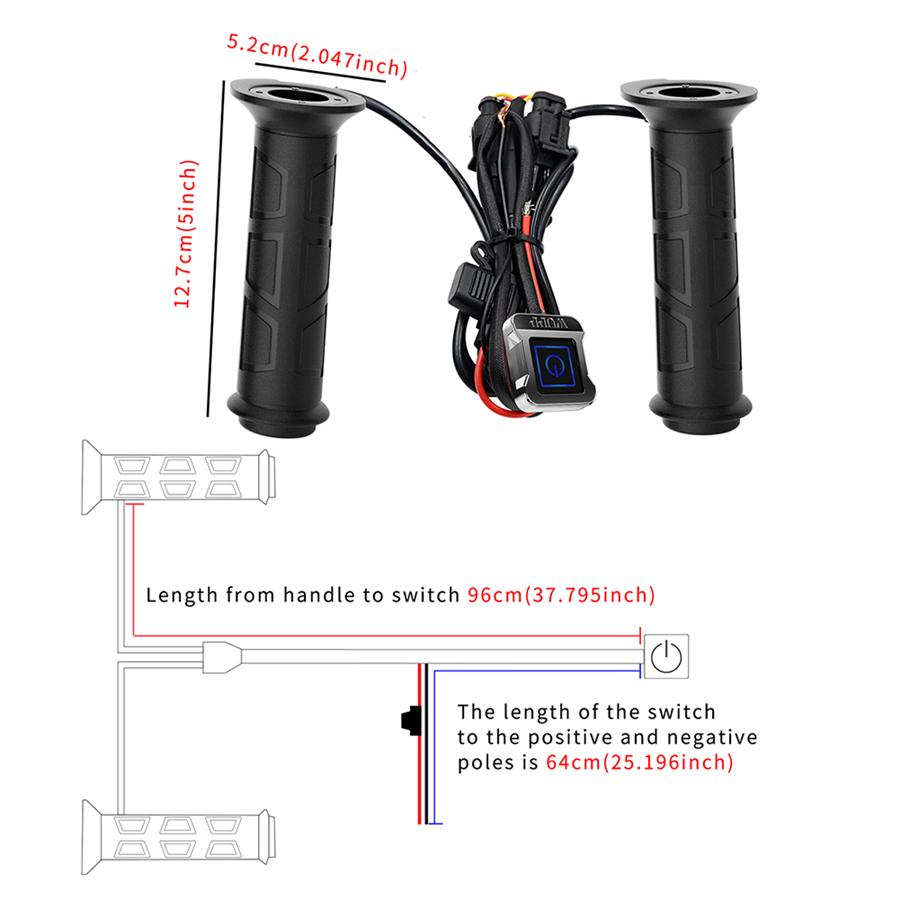 12V Motorcycle Electric Heated Handle 7/8" 22mm Handlebar Wrap Grips Winter Warm