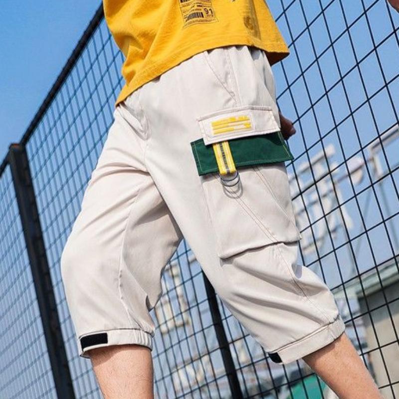

Повседневные летние мужские шорты, однотонные, прямые, свободные, укороченные брюки, эластичный пояс, спортивная одежда для пробежек, цветные капри 4XL бежевый