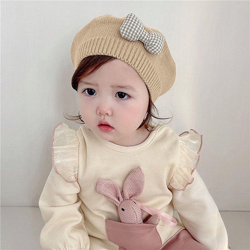 Children'S Beret Baby Hat Cute And Super Cute Autumn And Winter Girl'S Stylish Korean Style Princess Knitted Wool Painter'S Hat
