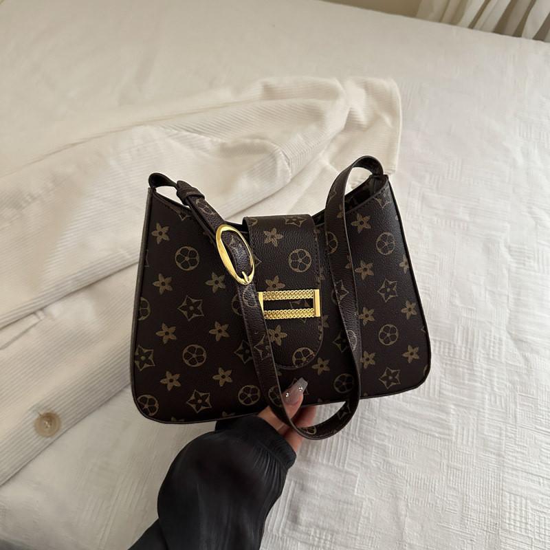 Fashion Pattern Flower Gold Buckle Decoration Women Casual Bags Shoulder