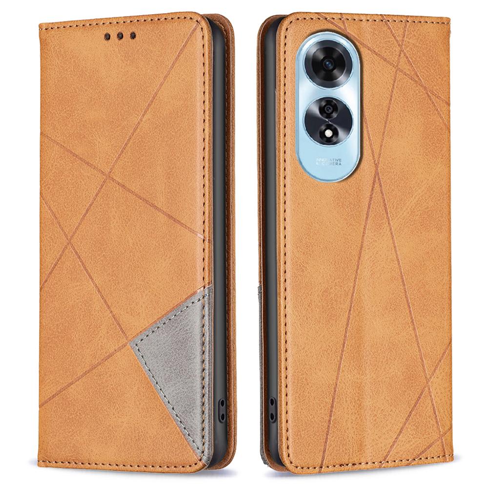 Für Oppo A60 4G Hülle Stoßfestes PU-Leder Rautenmuster Handyhülle mit Kartenfächern